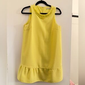 FRNCH Vibrant Yellow Dress with Beaded Detail